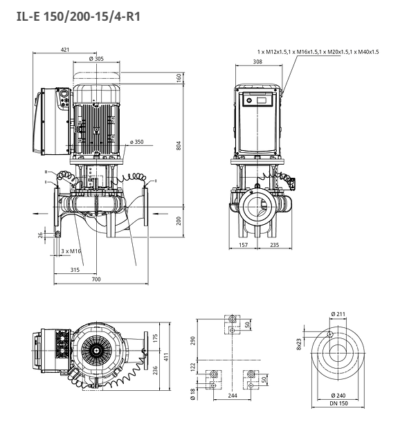 Wilo Pumpe CronoLine IL-E 150/200-15/4-R1 Art. 2226300