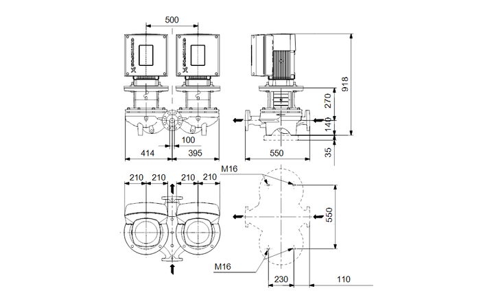 GRUNDFOS Einstufige Inlinepumpe TPED 100-390/2 A-F-B-BAQE-QWB Art.92958084