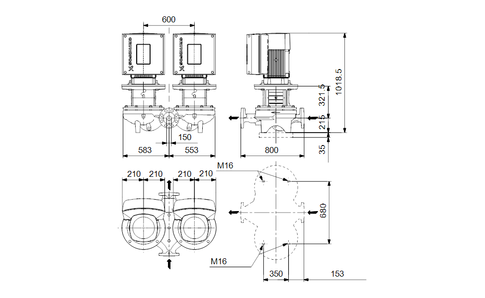 GRUNDFOS Einstufige Inlinepumpe TPED 150-200/4 S-A-F-A-BQQE-OWA Art.92959040