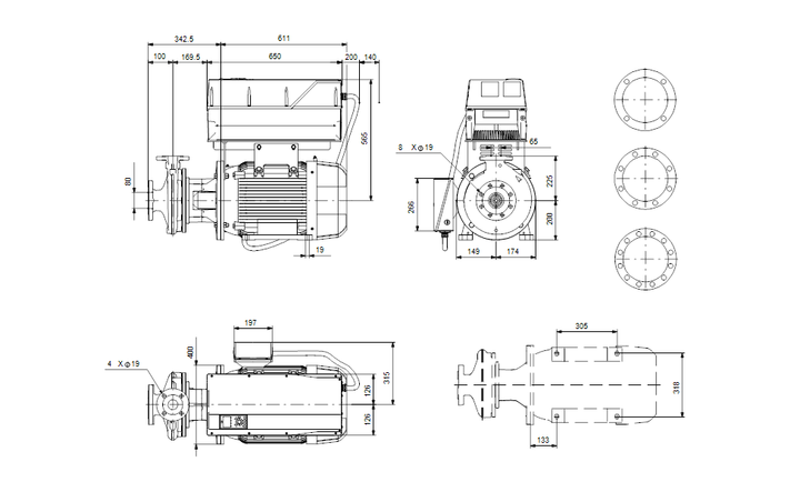 GRUNDFOS Einstufige Blockpumpe NBE 65-200/217 AIAF2LESBQQERW1 Art. 92942656