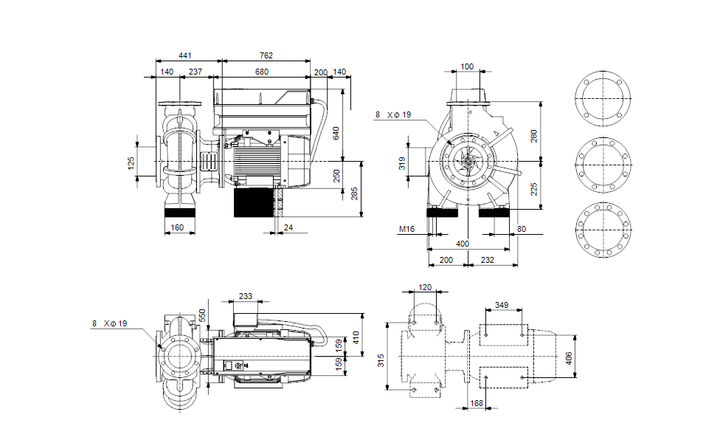 GRUNDFOS Einstufige Blockpumpe NBGE 125-100-250/205 BIASF2AVSBQQVUW1 Art. 92943789