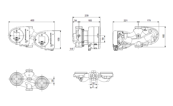 GRUNDFOS Nassläufer-Umwälzpumpe MAGNA3 D 32-40 Art. 97924829