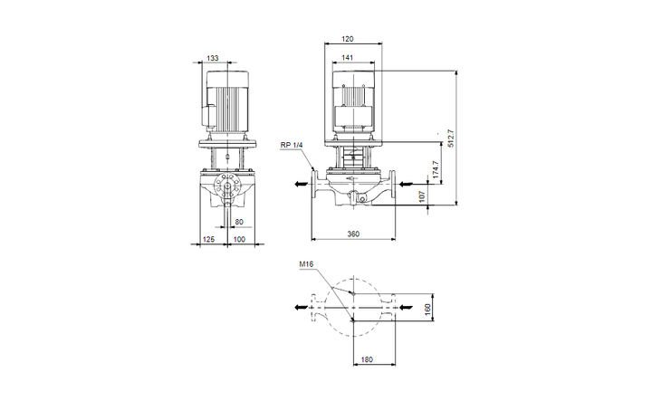 GRUNDFOS Einstufige Inlinepumpe TP 80-30/4 A-F-A-BQQE-DW3 Art. 98958008