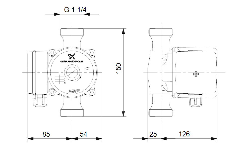 
GRUNDFOS Nassläufer-Umwälzpumpe UP 20-45 N 150 Art. 99255562
