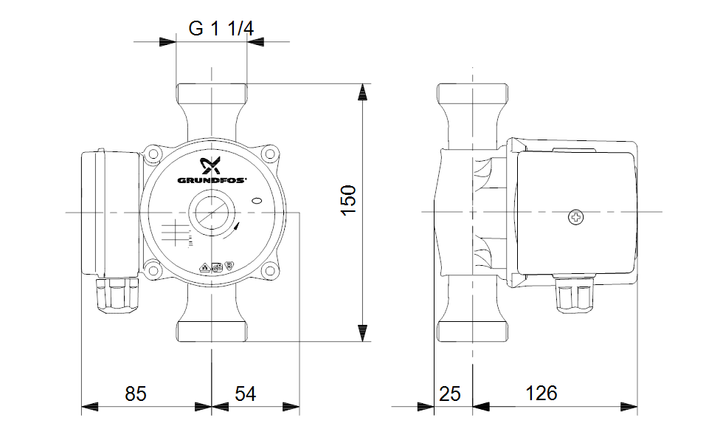 
GRUNDFOS Nassläufer-Umwälzpumpe UP 20-45 N 150 Art. 99255562

