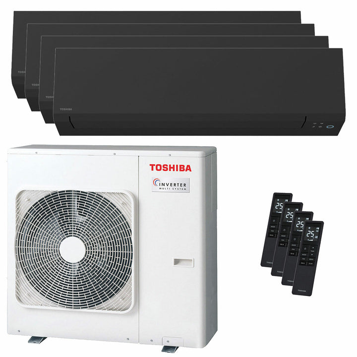 Toshiba SHORAI Edge Black 9000+9000+12000+12000 BTU – Multisplit-Klimagerät (4 Innengeräte), 8/9 kW, R32, A++/A+, WLAN