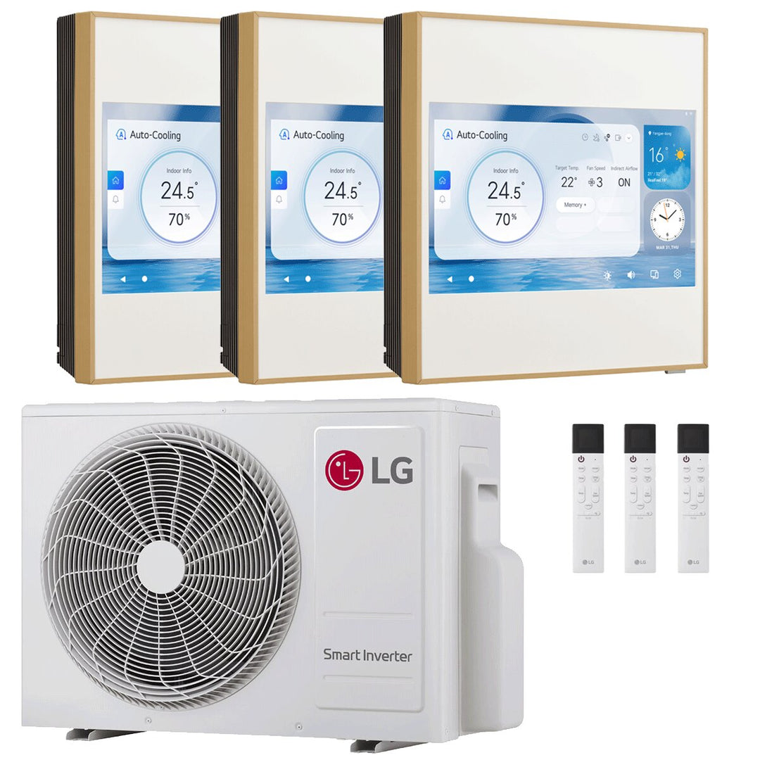 LG ARTCOOL Gallery LCD 9000+9000+12000 BTU – Multisplit-Klimagerät (3 Innengeräte), 6,15/7,03 kW, R32, A+++/A++, WLAN