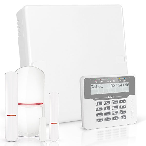 Satel VERSA IP RF-Paket mit weißem LCD, RF-Modul, drahtlosem Multifunktionsmelder und PIR