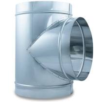 Mercatub T-Stück 90° für Wickelfalzrohr Edelstahl AISI 304 matt Ø 450 mm beidseitig Nippel CA02152