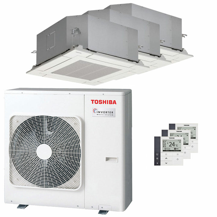 Toshiba Kassettengerät Kompakt U2 4-Wege 9000+12000+12000 BTU – Multisplit-Klimagerät (3x), 7/8,7 kW, R32, A+++/A++