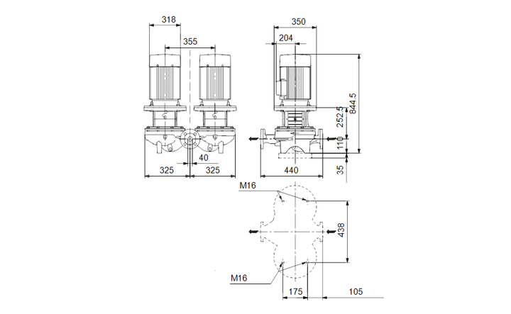 GRUNDFOS Einstufige Inlinepumpe TPD 40-630/2 AFA-BQQE-NW1 Art. 98743215