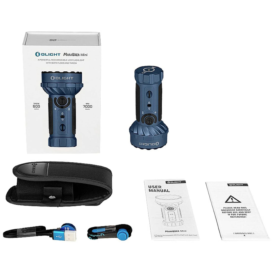 OLight Marauder Mini midnight blue Professionelle LED Taschenlampe mit Flut- und Fernlicht
