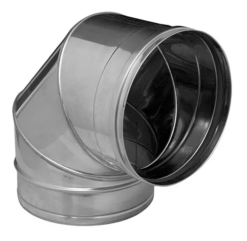 Mercatub Bogen 90° für Wickelfalzrohr Edelstahl AISI 304 matt Ø 200 mm beidseitig Nippel CA02105