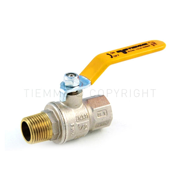 Tiemme Hurricane-Ventil für Gas m/f 1"1/2 mit gelbem Hebel 2210023