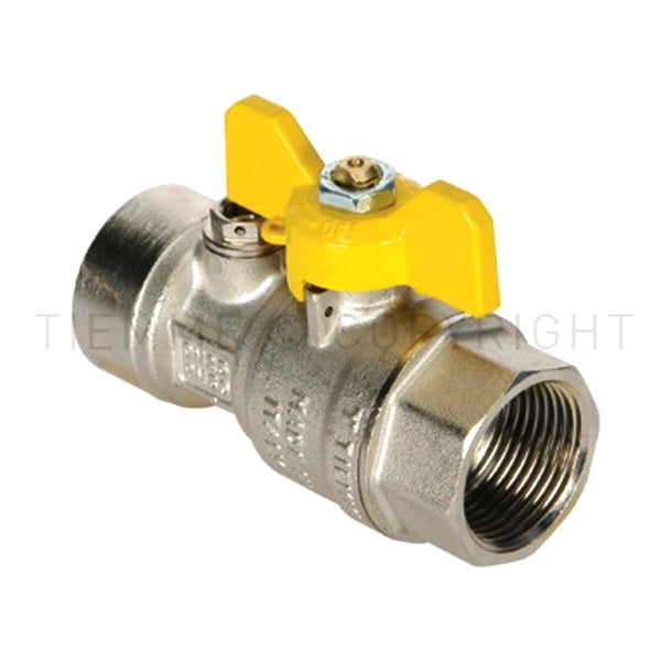Tiemme gerader Kugel-Gashahn 1"f x 1"f mit Druckanschluss 2210070