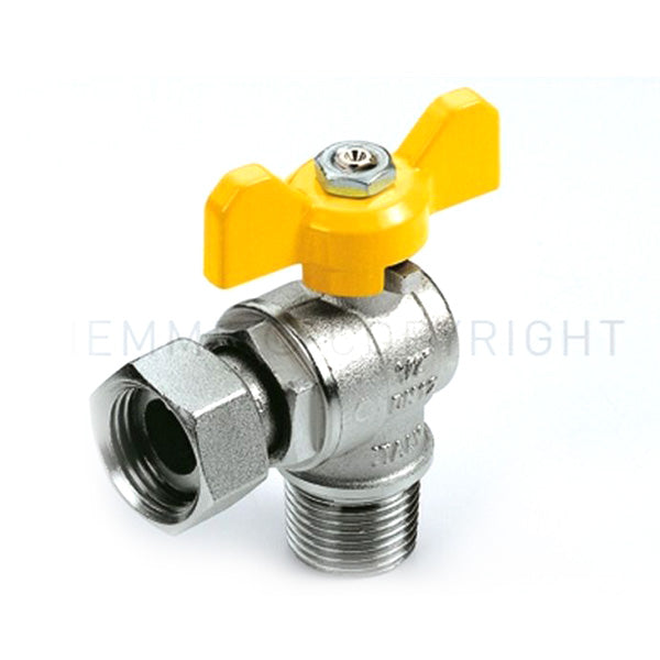 Tiemme Eckventil für Gas 3/4"m x 3/4"f mit gelbem Hebel 2220010