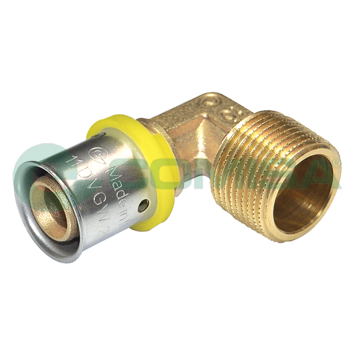 Comisa Pressfitting Gas Winkel 90°, Ø 26 mm x AG 3/4″