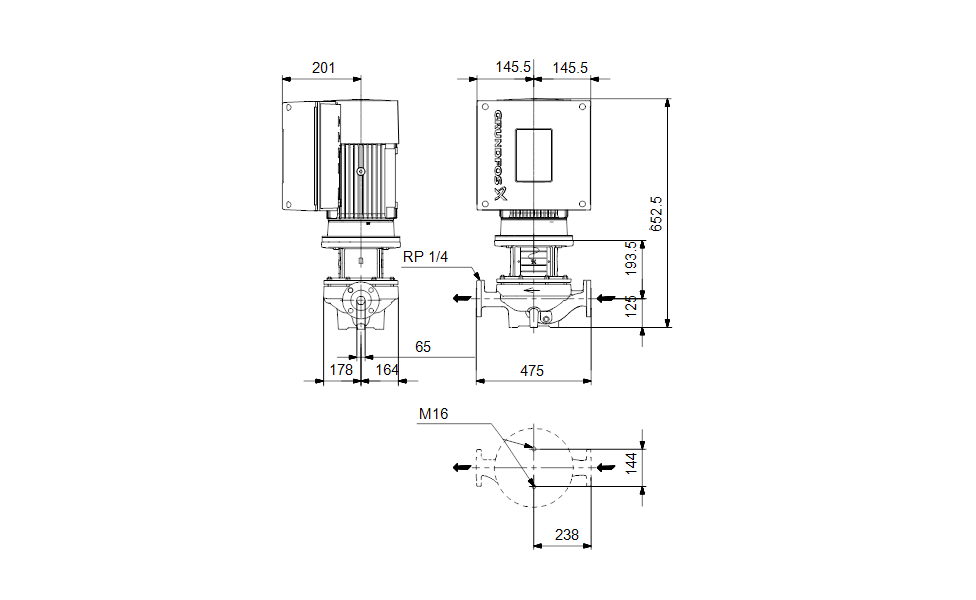 GRUNDFOS Einstufige Inlinepumpe  TPE 65-240/4 S-A-F-A-BQQE-KWA Art. 99114825