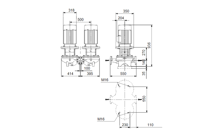 GRUNDFOS Einstufige Inlinepumpe TPD 100-360/2 A-F-A-BQQE-PW1 Art. 96109250