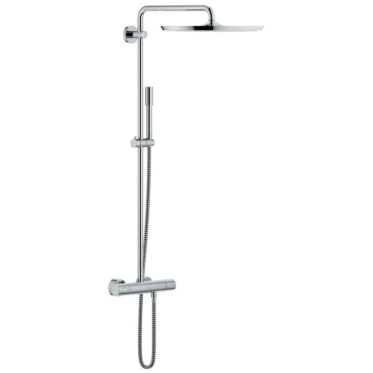 Grohe Duschsäule mit Thermostatmischer und Brausekopf Ø 40 cm, Einstrahlduschgriff, Grohe EcoJoy®, Chromoberfläche RAINSHOWER SYSTEM 400 27174001