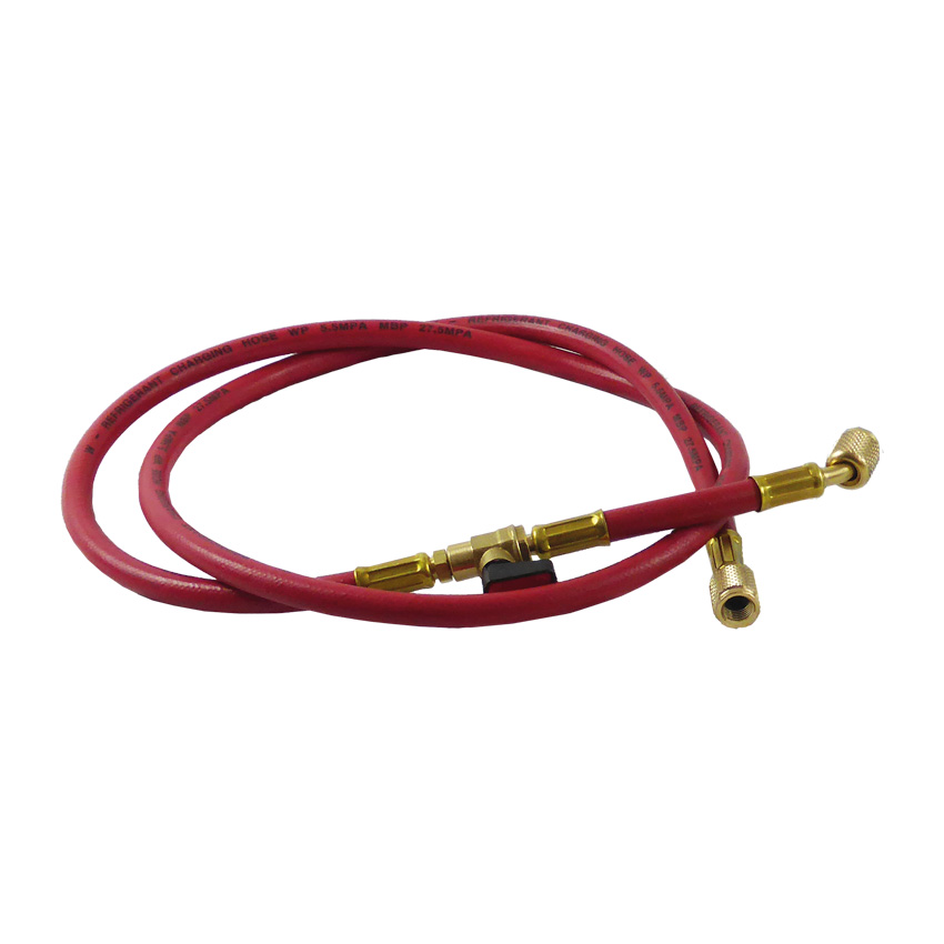 Ferrari Füllschlauch rot R407C mit Absperrventil, 150 cm