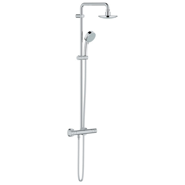 Grohe Duschsystem mit thermostatischem Mischventil, Duscharm, Kopfbrause Ø 39 cm, Anschluss, Duschgriff, verstellbare Halterung und 175 cm Schlauch, Chromoberfläche TEMPESTA COSMOPOLITAN 160 27922000