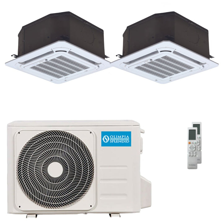 Olimpia Splendid Nexya S6 E Cassette 9000+12000 BTU – Multisplit-Klimagerät (2 Innengeräte), 5,28/5,59 kW, R32, A++/A+