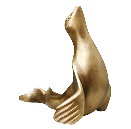 Crolla Brunnenfigur Robbe klein, Messing