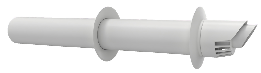 Polymax Koaxial-Verlängerung PP/PP 60/100 mm mit Abgasendstück, weiß
