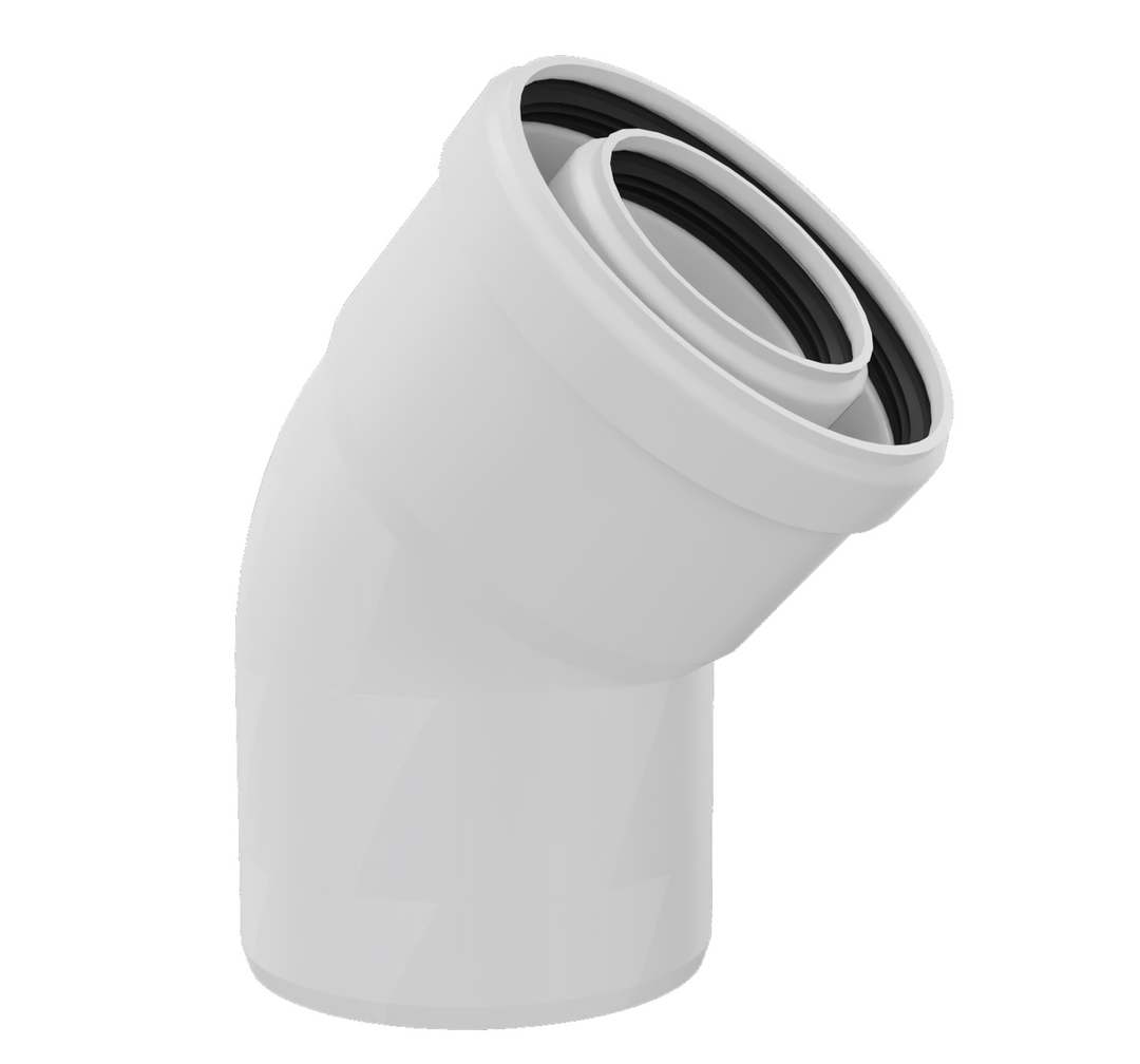 Polymax Koaxial-Bogen 45° PP/PP, 60/100 mm