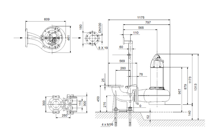 GRUNDFOS Tauchmotorpumpe SL.100.110.4.52H.N.51D.A Nr. 99769439