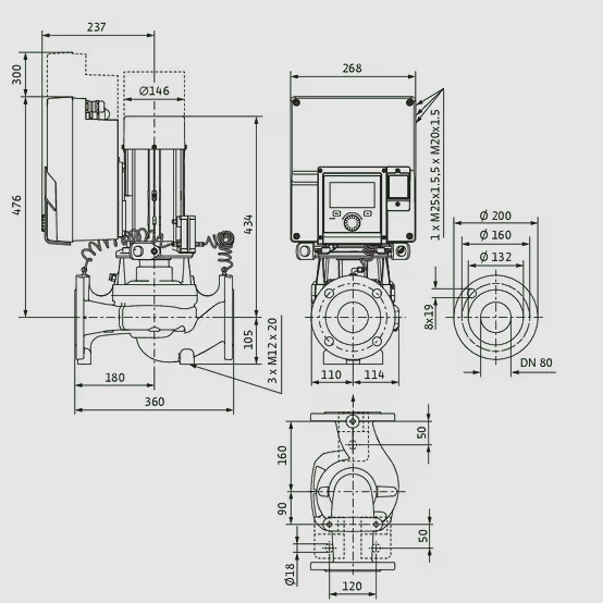 WILO Heizungspumpe Stratos GIGA2.0-I 80/1-24/3,0 360mm - Art. 2204755