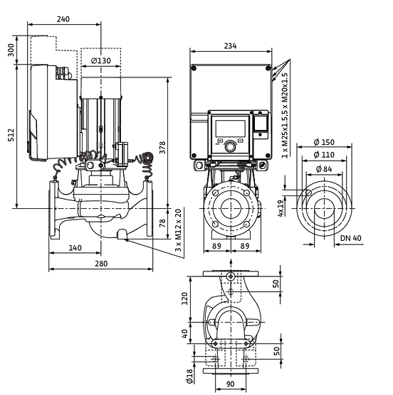WILO Heizungspumpe Stratos GIGA2.0-I 40/1-14/0,75 280mm - Art. 2204727