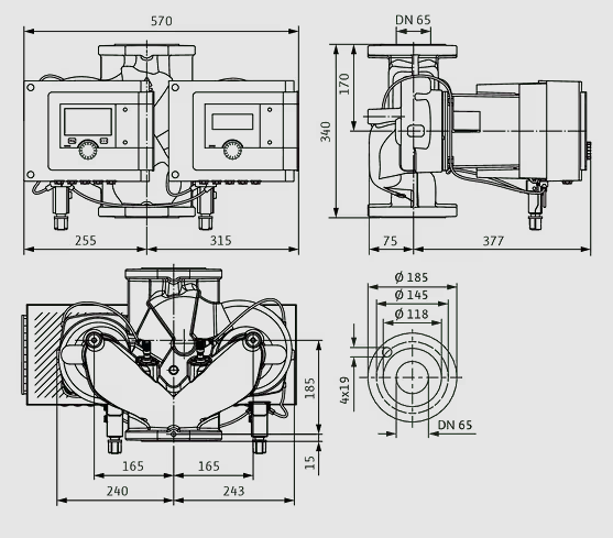 WILO Heizungspumpe Stratos MAXO-D 65/0,5-16 PN 6/10 340mm - Art. 2186236