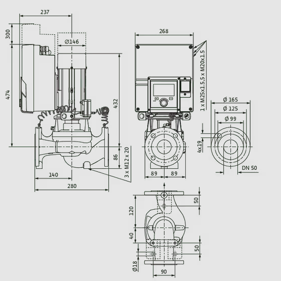 WILO Heizungspumpe Stratos GIGA2.0-I 50/1-37/3,0 280mm - Art. 2204737