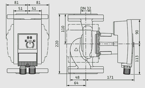WILO Heizungspumpe Yonos MAXO plus 32/0,5-10 PN6/10 220mm - Art. 2210109