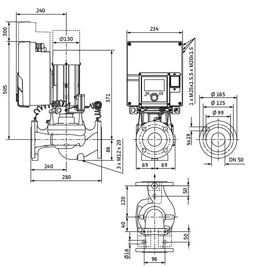 WILO Heizungspumpe Stratos GIGA2.0-I 50/1-17/1,1-R1 280mm - Art. 2204857