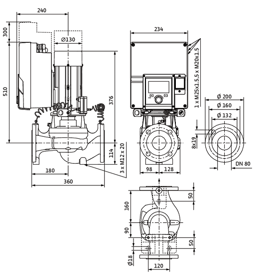 WILO Heizungspumpe Stratos GIGA2.0-I 80/1-10/1,1-R1 360mm - Art. 2204872