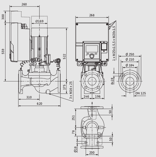 WILO Heizungspumpe Stratos GIGA2.0-I 125/1-7/2,2 620mm - Art. 2204781