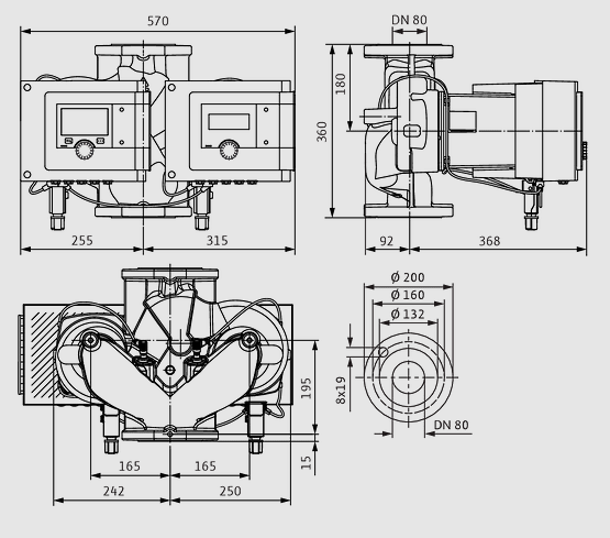 WILO Heizungspumpe Stratos MAXO-D 80/0,5-12 PN 16 - Art. 2186305
