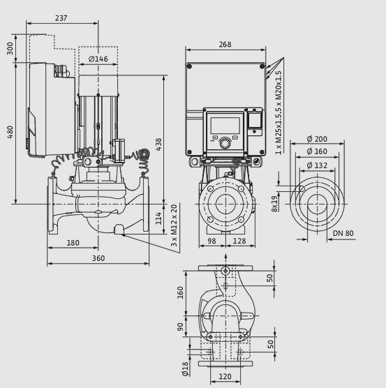 WILO Heizungspumpe Stratos GIGA2.0-I 80/1-13/1,5 360mm - Art. 2204747
