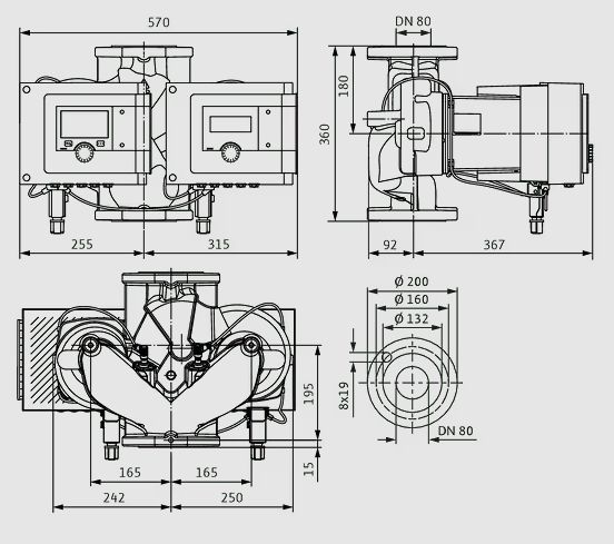 WILO Heizungspumpe Stratos MAXO-D 80/0,5-16 PN 10 360mm - Art. 2186242