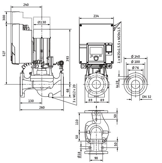 WILO Heizungspumpe Stratos GIGA2.0-I 32/1-20/1,1-R1 260mm - Art. 2204845