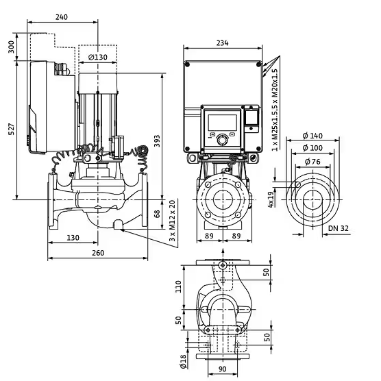 WILO Heizungspumpe Stratos GIGA2.0-I 32/1-13/0,55 260mm - Art. 2204723
