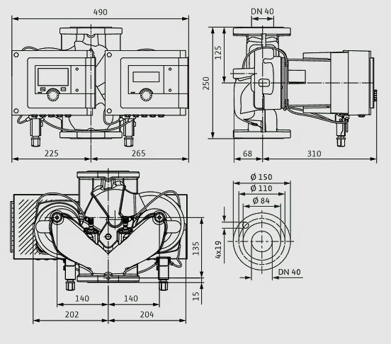 WILO Heizungspumpe Stratos MAXO-D 40/0,5-16 PN 16 250mm - Art. 2186295