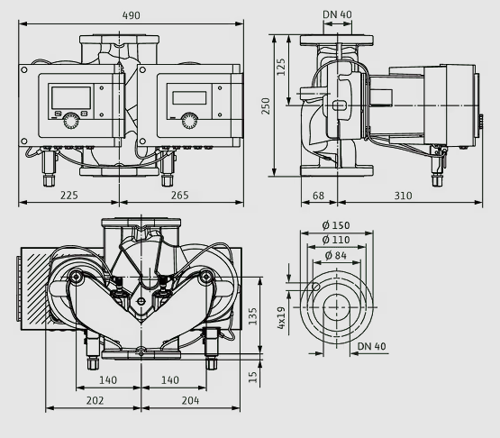 WILO Heizungspumpe Stratos MAXO-D 40/0,5-16 PN 6/10 250mm - Art. 2186228