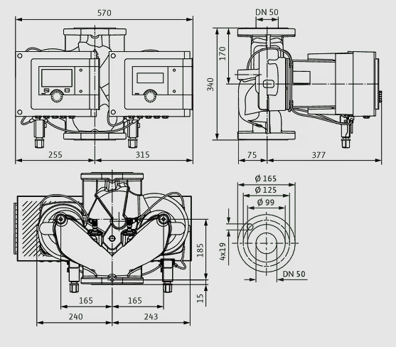 WILO Heizungspumpe Stratos MAXO-D 50/0,5-16 PN 6/10 340mm - Art. 2186233