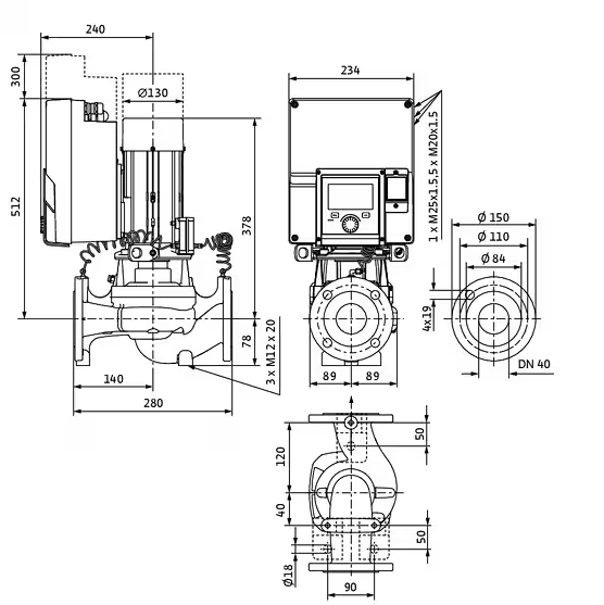 WILO Heizungspumpe Stratos GIGA2.0-I 40/1-11/0,55 280mm - Art. 2204728