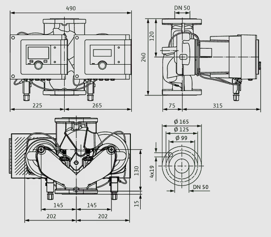 WILO Heizungspumpe Stratos MAXO-D 50/0,5-8 PN 16 240mm - Art. 2186297