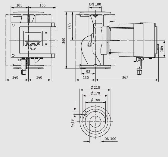WILO Heizungspumpe Stratos MAXO 100/0,5-6 PN 6 360mm - Art. 2186218